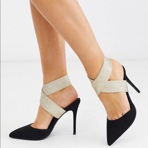 ASOS Heels with Gold Glitter Ankle Wrap